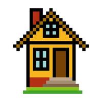 House in pixel art style vector