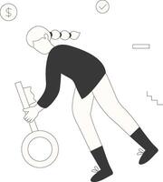 Startup Entrepreneur Character with Magnifying Glass vector