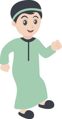 Kids Muslim Character with Green Clothes