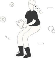 Startup Business Holding Paper with Hand Drawn Style vector