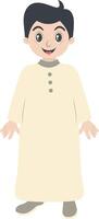 Child muslim illustration with beige clothes vector