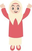 Happy Little Girl Muslim with Hijab vector