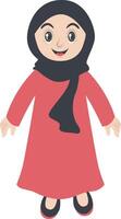 Excited Muslim Illustration with Red Clothes vector