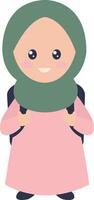 Muslim Child Character in Pink Clothes vector