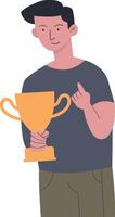 Male Winner in Cheerful Expression vector