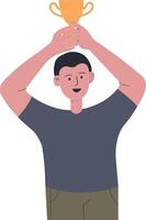 Male Winner in Cheerful Expression vector