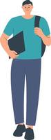 Illustration of Male Student Holding a Book vector