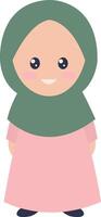 Muslim Child Character in Pink Clothes vector