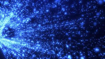 Light and data points flow, neon lines of motion. big data visualization, futuristic or technological abstract background with moving dotted surface. Seamless loop animation video