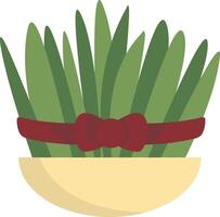 Grass on the pot. nowruz day element vector