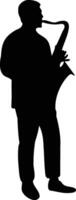 Man Saxophone Player Silhouette on White Background vector
