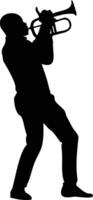 Man trumpet player silhouette vector