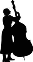 Silhouette of a female instrument player vector