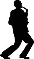 Man Saxophone Player Silhouette on White Background vector