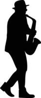 Man Saxophone Player Silhouette on White Background vector