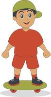Child Playing Skateboard on Park vector