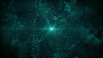 Abstract background of magic particles in blue color, particles glow and move with wave energy, beautiful nebula, fairy dust video