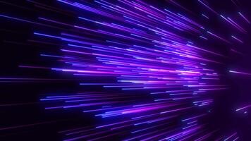 Abstract digital background with glowing neon particles or bright rays of light flying. movement of a stream of glowing bright lines of particles. Seamless loop abstract background video