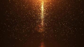 Falling bright gold glitter particles, dust and shiny dots animation, beautiful bokeh, rain of orange particles, glitter. animation video