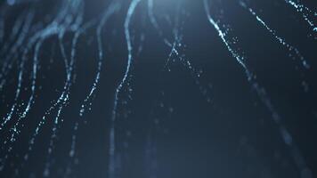 Abstract glowing wave from of particles and dots moves on a blue background, big data visualization, futuristic and digital background, 3D, 4K video