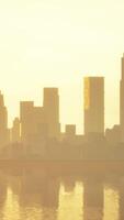 Smog lies over the skyline of Historical architecture and modern skyscrapers video