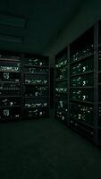 data center with multiple rows of fully operational server racks video