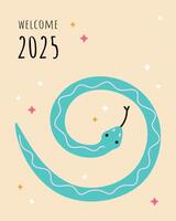 Funny snake animal greeting card vector