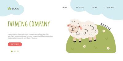 Banner with rural landscape background with sheep vector