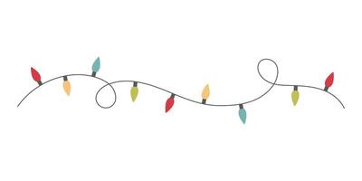 Christmas garland with colourful light bulbs vector