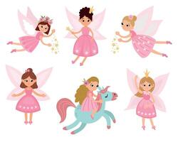 Set of fairy. Cute hand-drawn fairies. White background, isolate vector