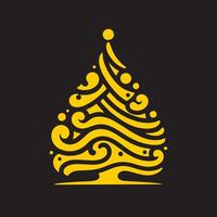 Gold Christmas tree with abstract pattern vector