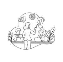 Female leader hosting a meeting with remote and in-office participants, symbolizing adaptability and modern teamwork vector
