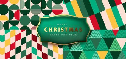 Set of Merry Christmas holiday background pattern packaging design template vector