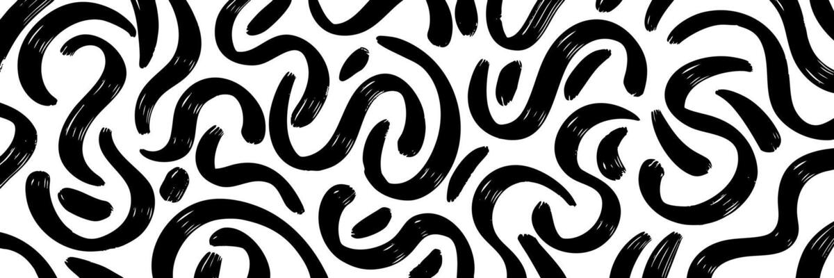 Abstract modern geometric curved Wavy and swirled brush strokes ornament background. abstract shapes in doodle grunge style.