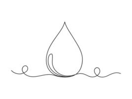 Continuous one line water droplet shape illustration. vector