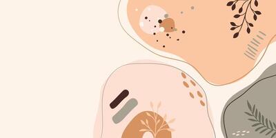 Modern style banner for social media with minimal organic shapes in earth tones. Contemporary style background vector