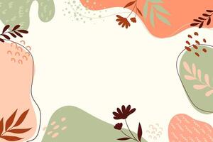 Minimal organic shapes background with leaves. Nature trendy minimal background for prints, banner, presentation, poster, wall art vector