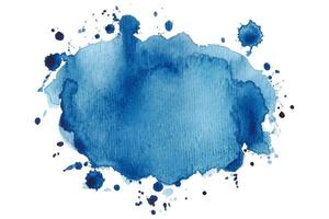 Blue Abstract Watercolor Splatter Isolated on White Background. Hand painted aquarelle splash with drops stains vector