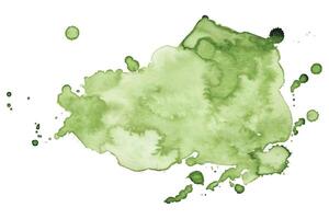 Green Abstract Watercolor Splatter Isolated on White Background. Hand painted aquarelle splash with drop stains vector