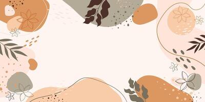 Abstract art background in modern style with organic shapes and leaves. Nature trendy minimal background for prints, banner, presentation, poster, wall art vector