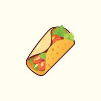 A taco is shown in a flat design vector