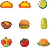 Various types of food icons on a white background vector