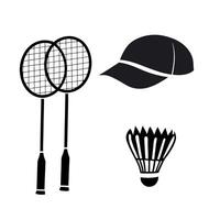 Badminton rackets and hat icon set vector