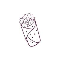 Burrito with strawberries and cream, line icon vector