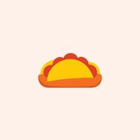 A taco is shown in a flat design vector