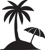 Silhouette of beach monochrome icon with palm tree vector