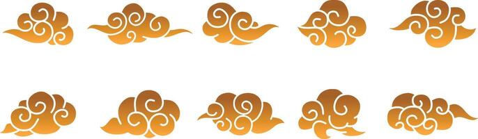 Gradient Gold Chinese Cloud vector