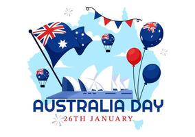 Australian National Day Illustration Featuring 26 January with a Flag and Map vector