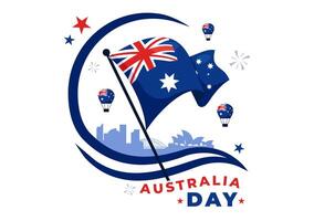26 January Australia Day Celebration with Map, Flag, and Festive Design vector
