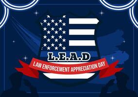 January 9th LEAD Day Design with Support and Thanks for Officers in Cartoon Style vector